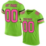 Maglia da football personalizzata verde rosa-nera in mesh autentica al neon Maglia da football personalizzata verde rosa-nera in mesh autentica al neon