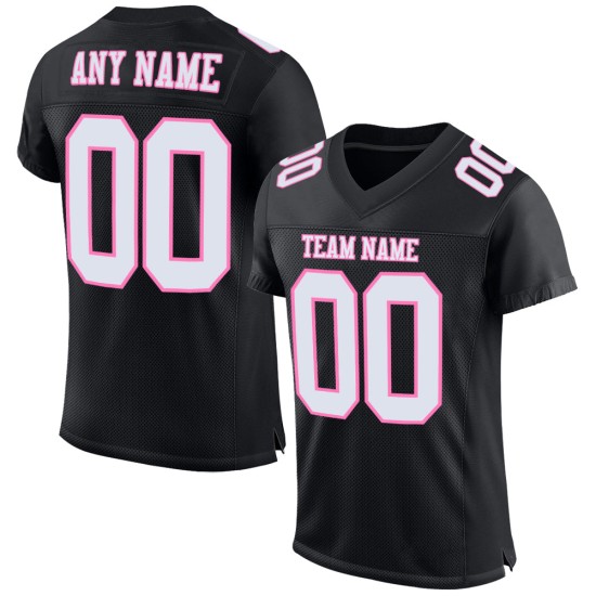 Maglia da calcio autentica personalizzata nera, bianca e rosa Maglia da calcio autentica personalizzata nera, bianca e rosa