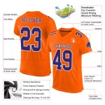 Maglia da calcio personalizzata autentica in mesh arancione viola-bianca Maglia da calcio personalizzata autentica in mesh arancione viola-bianca