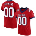 Maglia da calcio personalizzata autentica in rete rossa, bianca e blu navy Maglia da calcio personalizzata autentica in rete rossa, bianca e blu navy