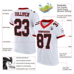 Maglia da calcio autentica nera e rossa personalizzata in maglia bianca Maglia da calcio autentica nera e rossa personalizzata in maglia bianca
