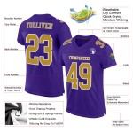 Maglia autentica da football viola personalizzata in maglia oro antico-bianco Maglia autentica da football viola personalizzata in maglia oro antico-bianco