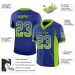 Maglia da football personalizzata Drift in maglia verde-bianca con motivo Royal Neon Maglia da football personalizzata Drift in maglia verde-bianca con motivo Royal Neon