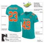 Maglia da calcio personalizzata autentica arancione-bianca acquamarina Maglia da calcio personalizzata autentica arancione-bianca acquamarina