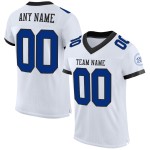 Maglia da calcio autentica bianca personalizzata in maglia blu navy e nera Maglia da calcio autentica bianca personalizzata in maglia blu navy e nera
