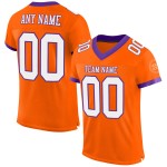 Maglia da football arancione personalizzata bianca-viola autentica Maglia da football arancione personalizzata bianca-viola autentica