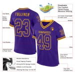 Maglia da football retrò autentica in maglia viola e oro personalizzata Maglia da football retrò autentica in maglia viola e oro personalizzata
