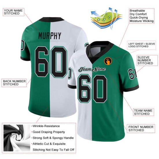 Maglia da calcio in rete alla moda, verde, nera e bianca, personalizzata Kelly Maglia da calcio in rete alla moda, verde, nera e bianca, personalizzata Kelly