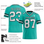 Maglia da football autentica personalizzata in maglia bianca e nera color acquamarina Maglia da football autentica personalizzata in maglia bianca e nera color acquamarina