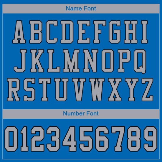 Maglia da football autentica Panther in maglia blu personalizzata grigio chiaro-nera Maglia da football autentica Panther in maglia blu personalizzata grigio chiaro-nera