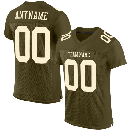 Servizio per maglia da football oliva personalizzata autentica crema Salute Mesh Servizio per maglia da football oliva personalizzata autentica crema Salute Mesh