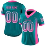 Maglia da football personalizzata Drift rosa-bianca in rete verde acqua Maglia da football personalizzata Drift rosa-bianca in rete verde acqua