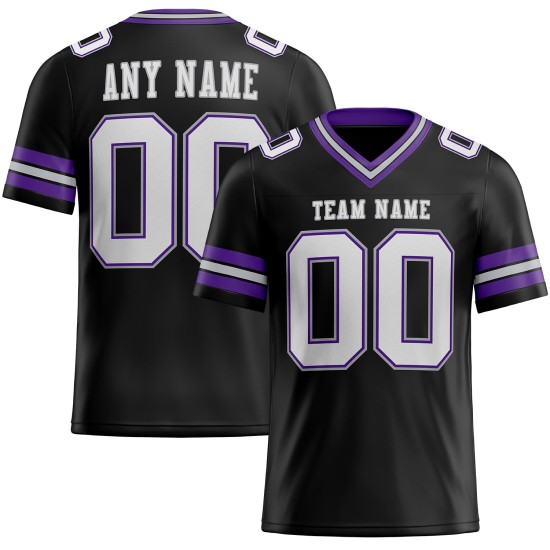 Maglia da football viola-grigia bianca personalizzata in mesh nero autentico Maglia da football viola-grigia bianca personalizzata in mesh nero autentico