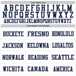 Maglia da football personalizzata in maglia bianca autentica, stile retrò, blu navy e grigio Maglia da football personalizzata in maglia bianca autentica, stile retrò, blu navy e grigio