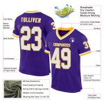 Maglia da football personalizzata vintage, viola, bianca e oro, autentica Maglia da football personalizzata vintage, viola, bianca e oro, autentica