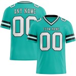 Maglia da football autentica personalizzata in maglia bianca e nera color acquamarina Maglia da football autentica personalizzata in maglia bianca e nera color acquamarina