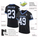 Maglia da football retrò personalizzata, autentica, nera, bianca e blu navy Maglia da football retrò personalizzata, autentica, nera, bianca e blu navy
