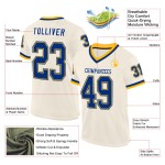 Maglia da football retrò personalizzata autentica color crema Royal-Gold Maglia da football retrò personalizzata autentica color crema Royal-Gold
