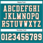 Maglia da football autentica personalizzata, verde acqua, bianca e arancione