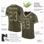 Maglia da football americana autentica, stile retrò, colore nero-crema, Olive Salute Custom Camo Maglia da football americana autentica, stile retrò, colore nero-crema, Olive Salute Custom Camo