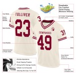 Maglia da football personalizzata autentica in maglia bordeaux-bianca, stile retrò color crema Maglia da football personalizzata autentica in maglia bordeaux-bianca, stile retrò color crema