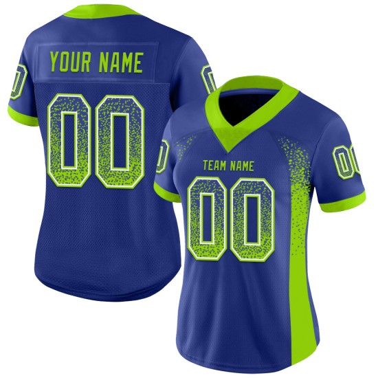 Maglia da football personalizzata Drift in maglia verde-bianca con motivo Royal Neon Maglia da football personalizzata Drift in maglia verde-bianca con motivo Royal Neon