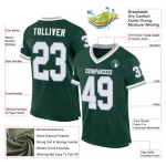 Maglia retrò autentica da football personalizzata, verde, bianca e grigia Maglia retrò autentica da football personalizzata, verde, bianca e grigia