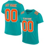 Maglia da calcio personalizzata autentica arancione-bianca acquamarina Maglia da calcio personalizzata autentica arancione-bianca acquamarina