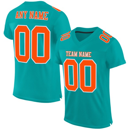 Maglia da calcio personalizzata autentica arancione-bianca acquamarina Maglia da calcio personalizzata autentica arancione-bianca acquamarina