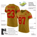 Maglia da football autentica in maglia rossa e oro personalizzata Maglia da football autentica in maglia rossa e oro personalizzata