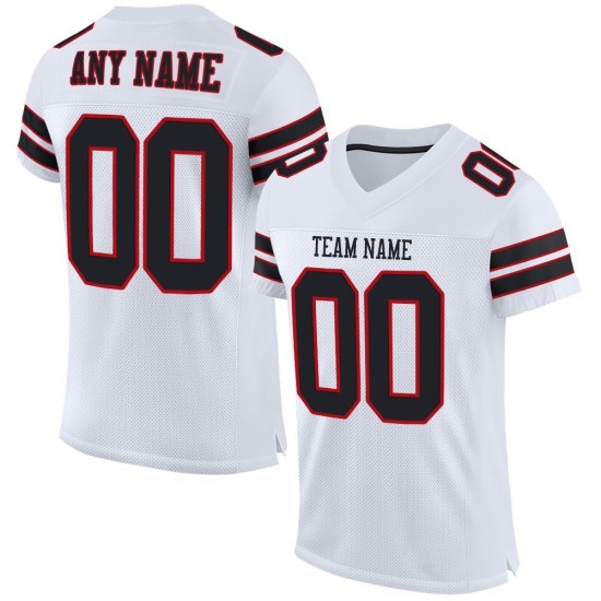 Maglia da calcio personalizzata autentica in rete, bianca, nera e rossa Maglia da calcio personalizzata autentica in rete, bianca, nera e rossa