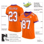 Maglia da football arancione personalizzata bianca-viola autentica Maglia da football arancione personalizzata bianca-viola autentica
