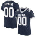 Maglia da football autentica blu navy personalizzata bianco-grigia Maglia da football autentica blu navy personalizzata bianco-grigia