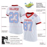 Maglia da calcio personalizzata autentica in rete, bianca, blu e rossa, leggera Maglia da calcio personalizzata autentica in rete, bianca, blu e rossa, leggera