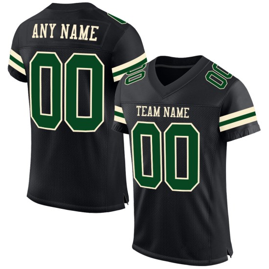 Maglia da football autentica personalizzata verde-crema nera Maglia da football autentica personalizzata verde-crema nera