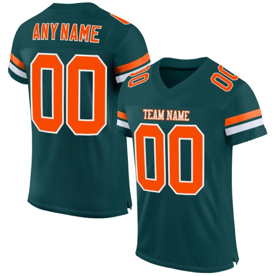 Maglia da football arancione-bianca personalizzata Midnight Green autentica Maglia da football arancione-bianca personalizzata Midnight Green autentica
