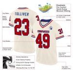 Maglia da football americano personalizzata, autentica, in maglia rossa, color crema, stile Royal-White Maglia da football americano personalizzata, autentica, in maglia rossa, color crema, stile Royal-White