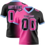 Maglia da football nera autentica personalizzata in mesh sfumato rosa-azzurro Maglia da football nera autentica personalizzata in mesh sfumato rosa-azzurro