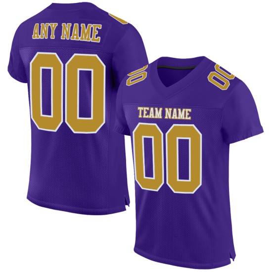 Maglia autentica da football viola personalizzata in maglia oro antico-bianco Maglia autentica da football viola personalizzata in maglia oro antico-bianco