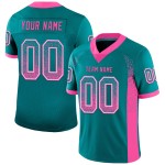 Maglia da football personalizzata Drift rosa-bianca in rete verde acqua Maglia da football personalizzata Drift rosa-bianca in rete verde acqua
