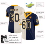 Maglia da calcio blu navy e oro, personalizzata, in rete, moda, crema Maglia da calcio blu navy e oro, personalizzata, in rete, moda, crema