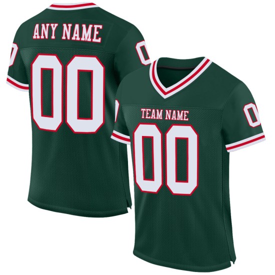 Maglia da calcio a rete autentica retrò personalizzata verde bianco-rossa Maglia da calcio a rete autentica retrò personalizzata verde bianco-rossa