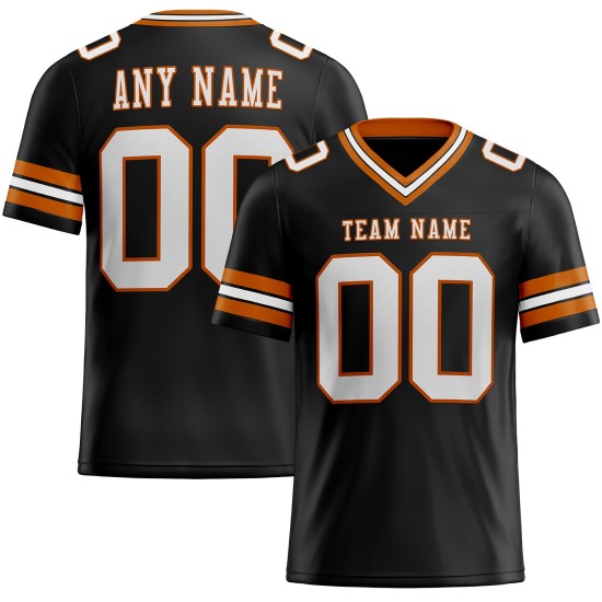 Maglia da football autentica personalizzata in maglia bianca e arancione Texas nera Maglia da football autentica personalizzata in maglia bianca e arancione Texas nera