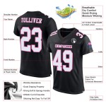 Maglia da calcio autentica personalizzata nera, bianca e rosa Maglia da calcio autentica personalizzata nera, bianca e rosa