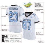 Maglia da calcio autentica, personalizzata, blu-nera, bianca e in rete Maglia da calcio autentica, personalizzata, blu-nera, bianca e in rete