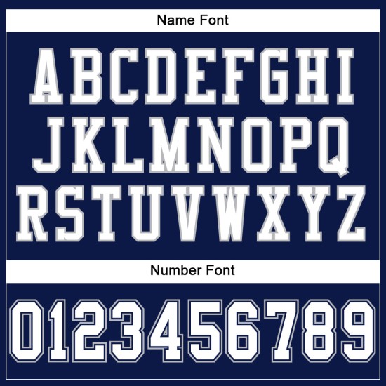Maglia da football autentica blu navy personalizzata bianco-grigia Maglia da football autentica blu navy personalizzata bianco-grigia