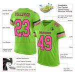 Maglia da football personalizzata verde rosa-nera in mesh autentica al neon Maglia da football personalizzata verde rosa-nera in mesh autentica al neon