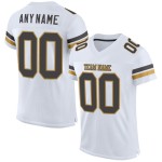 Maglia da football americana autentica, bianca, grigia, in maglia d'oro e acciaio, personalizzata in vecchio stile