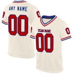 Maglia da football americano personalizzata, autentica, in maglia rossa, color crema, stile Royal-White Maglia da football americano personalizzata, autentica, in maglia rossa, color crema, stile Royal-White