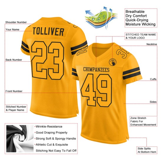 Maglia da calcio autentica personalizzata in maglia oro-nera oro Maglia da calcio autentica personalizzata in maglia oro-nera oro
